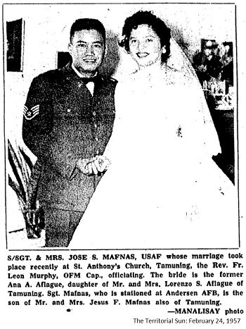 1957: Jose S. Mafnas and Ana A. Aflague