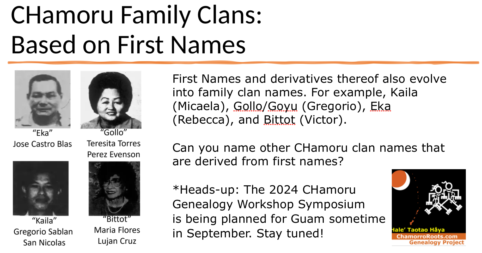 CHamoru Clan Names: Based on First Names