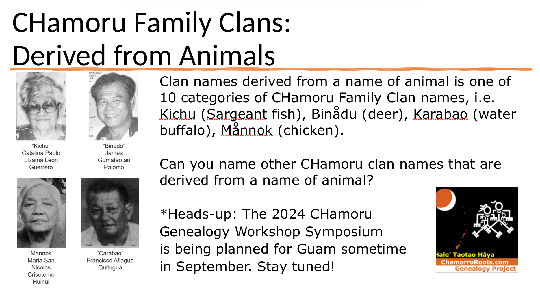 CHamoru Clan Names: Based on Animals