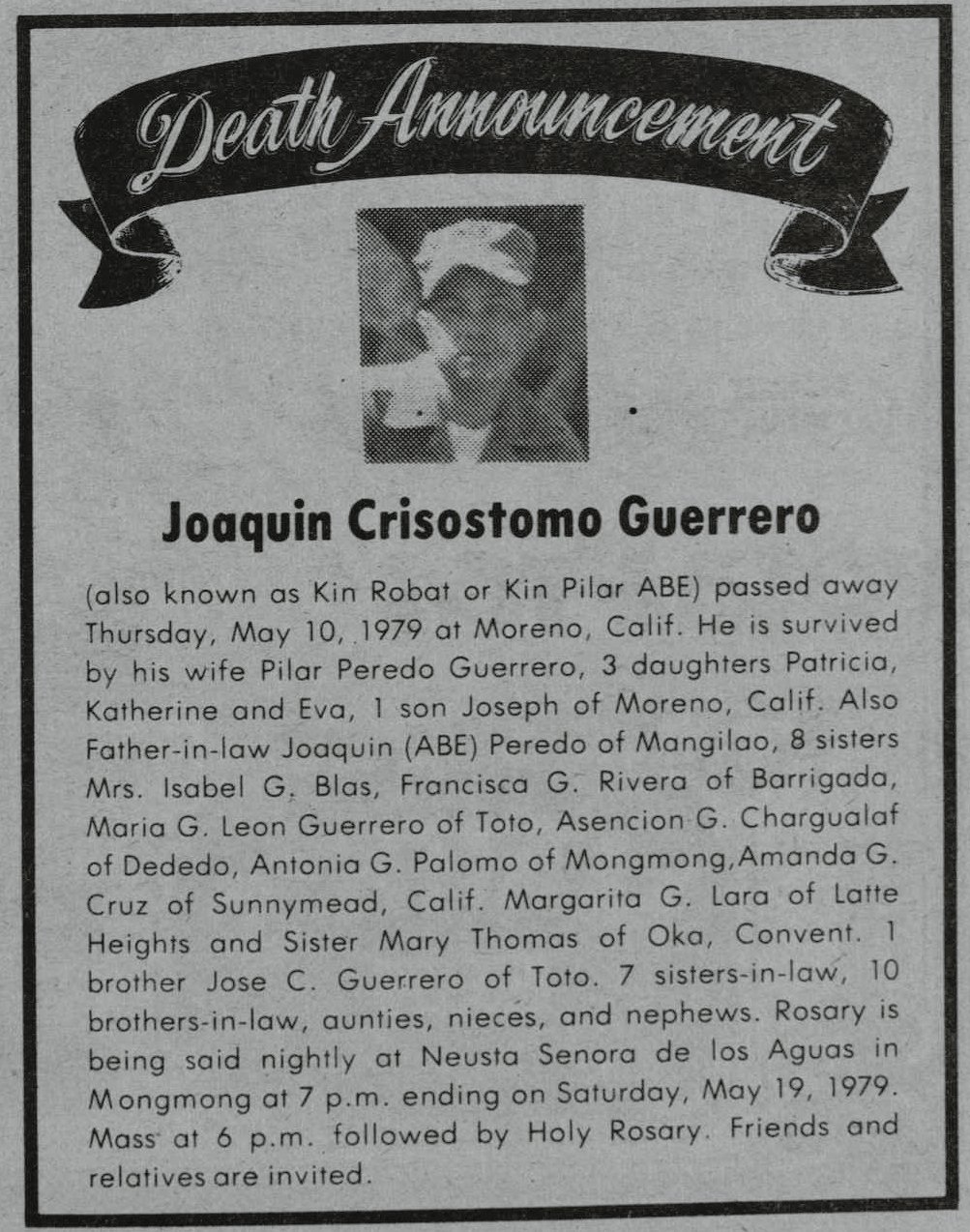Joaquin Crisotomo_Guerrero (1928 - 10 May 1979). Source: Guam Pacific Daily News